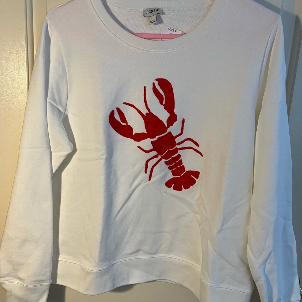 J. Crew White sweatshirt with Red Lobster Design. New with tags
